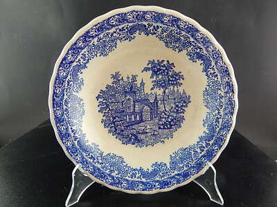 VINTAGE PIATTO FONDO CERAMICA N.I.C.E MONDOVI' BIANCO BLU COLLEZIONE SHABBY CHIC