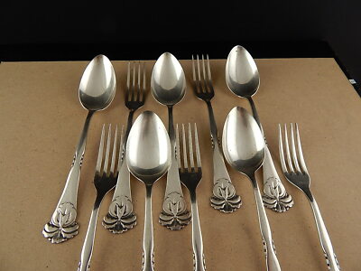 ANTICHE 10 POSATE LIBERTY ART NOUVEAU ARGENTATE ARGENTO 925 SHEFFIELD CESELLATE