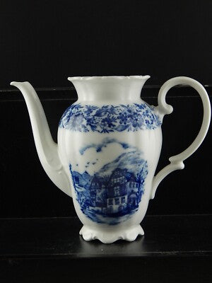 ANTICA CAFFETTIERA BRICCO PORCELLANA BAVARIA SELTMANN WEIDEN THERESIA BIANCO BLU