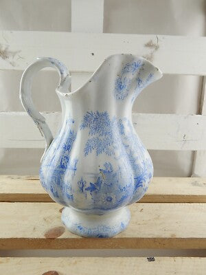 ANTICA CARAFFA BROCCA TRANSFERWARE CERAMICA INGLESE VITTORIANA DECORO COLANDINE