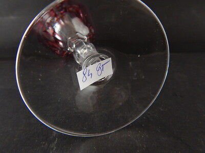 PREZIOSO ANTICO BICCHIERE CALICE CRISTALLO BOEMIA MOLATO ROSSO RUBINO