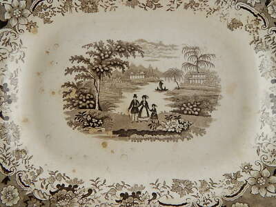 ANTICO 1850 GRANDE VASSOIO EPOCA VITTORIANA CERAMICA LOCKHART & ARTHUR SCOZIA