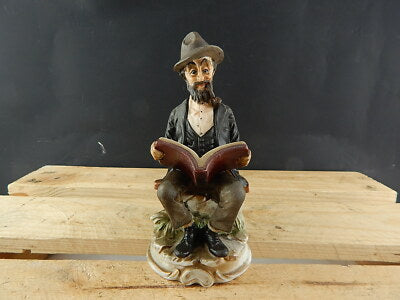 ANTICA STATUINA CERAMICA MARCHIO CAPODIMONTE N BLU CORONATA