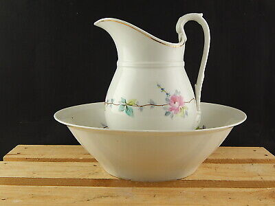 ANTICO 1800 ART NOUVEAU CATINO BROCCA PORCELLANA GINORI DOCCIA GHIRLANDA ROSE