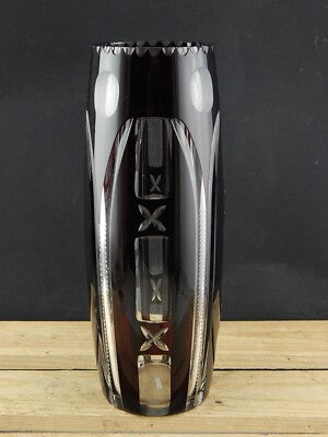 ANTICO PREZIOSO IMPORTANTE VASO CRISTALLO ART DECO BOEMIA MOLATO INCISO