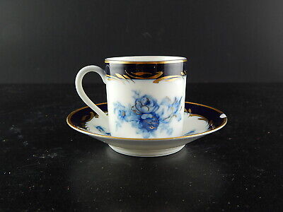 VINTAGE RARA TAZZINA PORCELLANA COLLEZIONE LIMOGES BLU ORO DIPINTO MANO DIFETTO