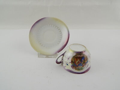 ANTICA TAZZINA PORCELLANA BIANCA E VIOLA DIPINTO ANGELICA KAUFFMANN PRIMO 900