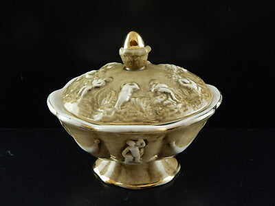 VINTAGE PREZIOSA ZUCCHERIERA PORTA BONBONS PORCELLANA MAS REGIO CAPODIMONTE