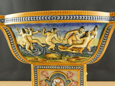 PREZIOSO CENTROTAVOLA FAUNI MASCHERONI CERAMICA LA COLONNATA S.FIORENTINO