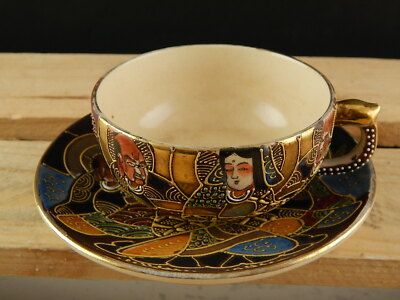 ANTIQUARIATO ORIENTALE 1920 CERAMICA GIAPPONE SATSUMA SHIMAZU CREST TAZZA TÈ