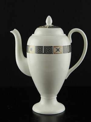 VINTAGE CAFFETTIERA PORCELLANA WEDGWOOD ETRURIA ASIA BLACK PORCELAIN COFFEE POT