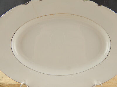 ANTICO ART DECO VERBANO LAVENO PIATTO OVALE VASSOIO PORCELLANA DECORO ARGENTO #