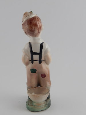 ANTICA STATUINA BAMBINO PORCELLANA CERAMICA SCULTURA POLICROMA ITALIA PRIMI 1900