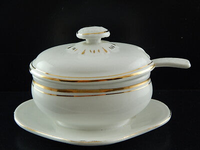 ANTICA RARA SALSIERA IMPERO BIANCA ORO SOCIETA' CERAMICA REVELLI LAVENO 1927