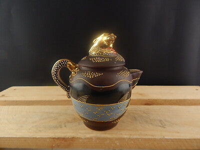 ANTIQUARIATO ORIENTALE 1920 CERAMICA GIAPPONE SATSUMA SHIMAZU CREST TEIERA