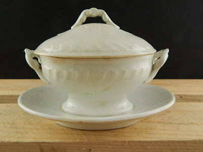 ANTICA RARA SALSIERA CERAMICA LOMBARDA BIANCA ELEFANTINO DECORO COUNTRY CHIC