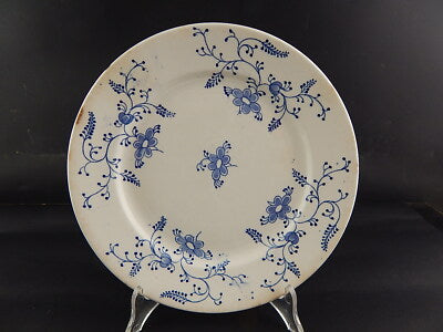 ANTICO PIATTO CERAMICA FINE 800 MANIFACTURE IMPERIALE ROYALE NIMY BLUE FLUTED §