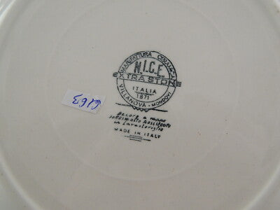 VINTAGE PIATTO FONDO CERAMICA NICE MONDOVI' BIANCO BLU COLLEZIONE SHABBY CHIC