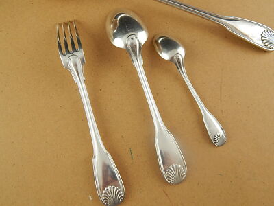 PREZIOSO ANTICO SERVIZIO POSATE TAVOLA ARGENTATE ARGENTAL 84 GR ARGENTO 37 PEZZI
