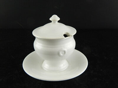 ANTICA SALSIERA MOSTARDIERA CERAMICA BIANCA RICHARD MILANO FINE 1800