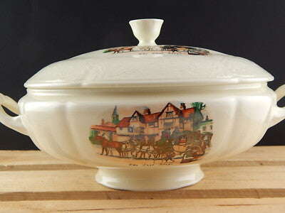 ANTICA RARA ZUPPIERA CERAMICA SEMI PORCELLANA INGLESE OLD BRIDGE EARTHENWARE