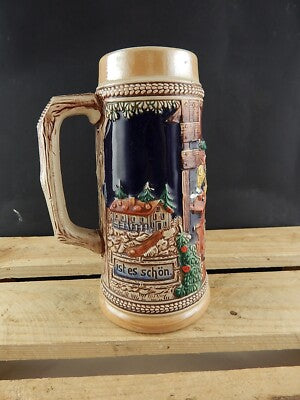 ANTICO AUTENTICO BOCCALE BIRRA GERZ CERAMICA TEDESCO COLLEZIONE MADE IN GERMANY