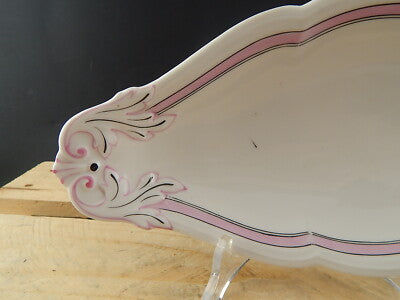 ANTICA RAVIERA PIATTO CONCHIGLIA PORCELLANA GINORI FINE 800 PROFILO ROSA E NERO