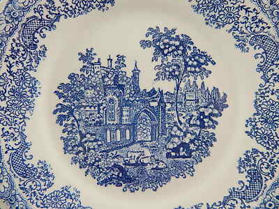 VINTAGE PIATTO FONDO CERAMICA NICE MONDOVI' BIANCO BLU COLLEZIONE SHABBY CHIC