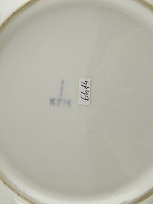 ANTICO 1840 VASSOIO PIATTO CON MANICI KPM BERLIN PORCELLANA GHIRLANDA DI ROSE