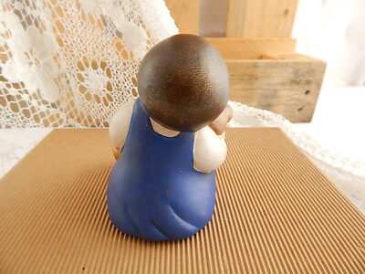 VINTAGE AUTENTICA CERAMICA THUN BOLZANO STATUINA BAMBINA CON ORSETTO FAIENCE