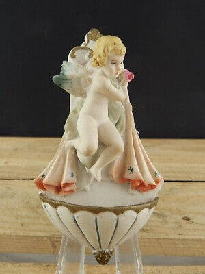 ARTE SACRA RARA PREZIOSA ACQUASANTIERA CERAMICA POLICROMA CAPODIMONTE CHERUBINO