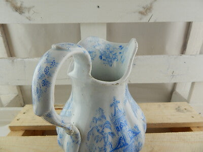 ANTICA CARAFFA BROCCA TRANSFERWARE CERAMICA INGLESE VITTORIANA DECORO COLANDINE