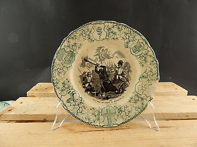 ANTICO PIATTO RISORGIMENTO CERAMICA GIULIO RICHARD REGG ZUAVI A MELEGNANO