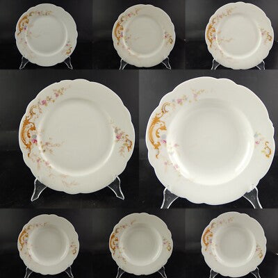 ANTICO SET 8 PIATTI PORCELLANA GINORI DOCCIA LIBERTY F.LLI FINOCCHI ROMA DIFETTI