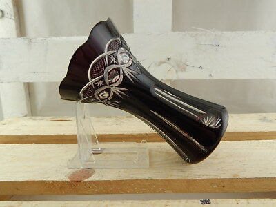 ANTICO RARO PREZIOSO VASO CRISTALLO ART DECO BOEMIA INCISO PUNTA DIAMANTE