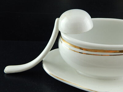 ANTICA RARA SALSIERA IMPERO BIANCA ORO SOCIETA' CERAMICA REVELLI LAVENO 1927