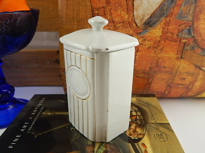 ANTICO ART DECO BARATTOLO CUCINA SOCIETÀ CERAMICA ITALIANA LAVENO BIANCO ORO