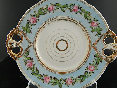ANTICO 1840 VASSOIO PIATTO CON MANICI KPM BERLIN PORCELLANA GHIRLANDA DI ROSE