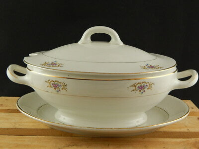 ANTICA RARA ZUPPIERA CON VASSOIO CENTROTAVOLA SOCIETÀ CERAMICA ITALIANA LAVENO