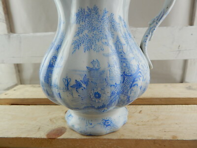 ANTICA CARAFFA BROCCA TRANSFERWARE CERAMICA INGLESE VITTORIANA DECORO COLANDINE