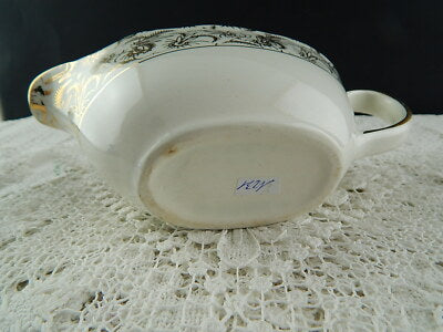 ANTICA RARA SALSIERA CERAMICA SARREGUEMINES DIGOIN 1920 ORO ZECCHINO COLLEZIONE