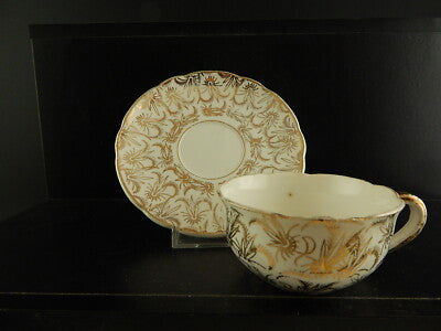 ANTICA RARA TAZZA SARREGUEMINES DIGOIN 1920 CERAMICA BIANCA ORO ZECCHINO #6559