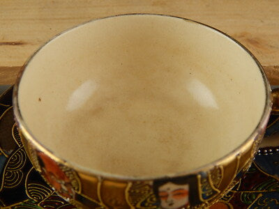 ANTIQUARIATO ORIENTALE 1920 CERAMICA GIAPPONE SATSUMA SHIMAZU CREST TAZZA TÈ