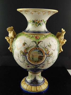 ANTICO PREZIOSO VASO CERAMICA MAIOLICA SESTO FIORENTINO RAFFAELLESCHE GROTTESCHE