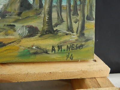 VINTAGE 1974 MARINA DIPINTO A OLIO SU TELA FIRMATA NESO ITALIAN MARINE PAINTING