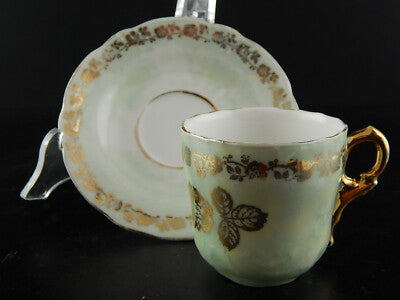 ANTICA TAZZINA CAFFE' TIELSCH ALTWASSER DECORO PERLACEO ORO ZECCHINO FINE 800 #