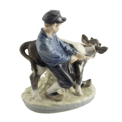 STATUINA PORCELLANA ROYAL COPENHAGEN "Ragazzo con Vitello" 772 ORIGINALE PRIMA S