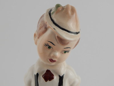 ANTICA STATUINA BAMBINO PORCELLANA CERAMICA SCULTURA POLICROMA ITALIA PRIMI 1900