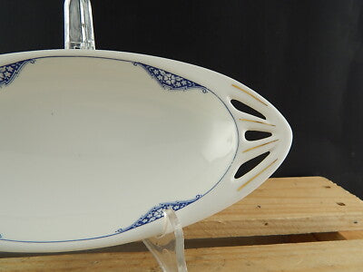 ANTICO ART DECO RAVIERA VASSOIO PORCELLANA BIANCA BLU CHODAU H & C BOHEMIA