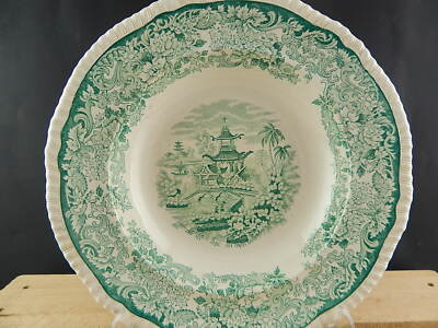 ANTICO INTROVABILE PIATTO FONDO CERAMICA RICHARD MILANO BIANCO VERDE PAGODA 3662